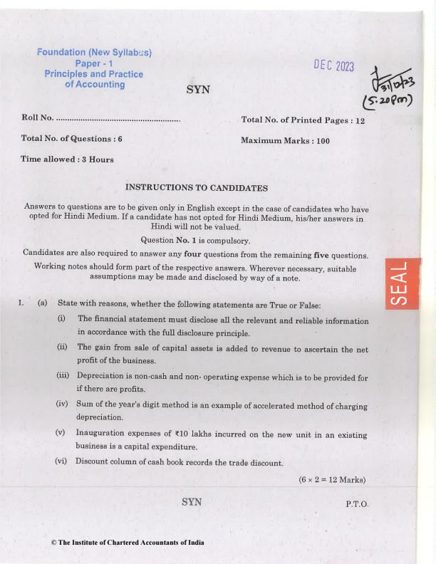 December 2023 account paper 