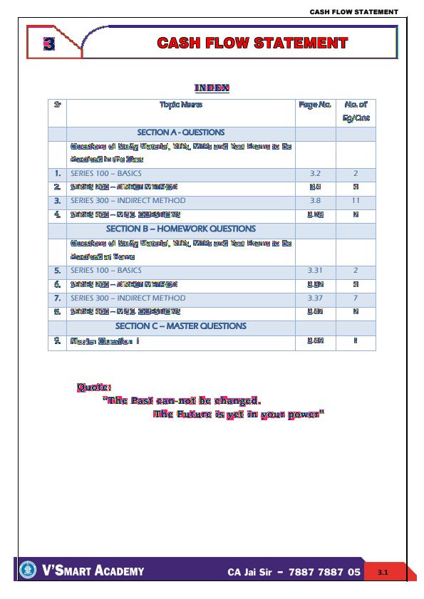 Cash Flow Statement QB 
By Jai Chawla Sir !!! 