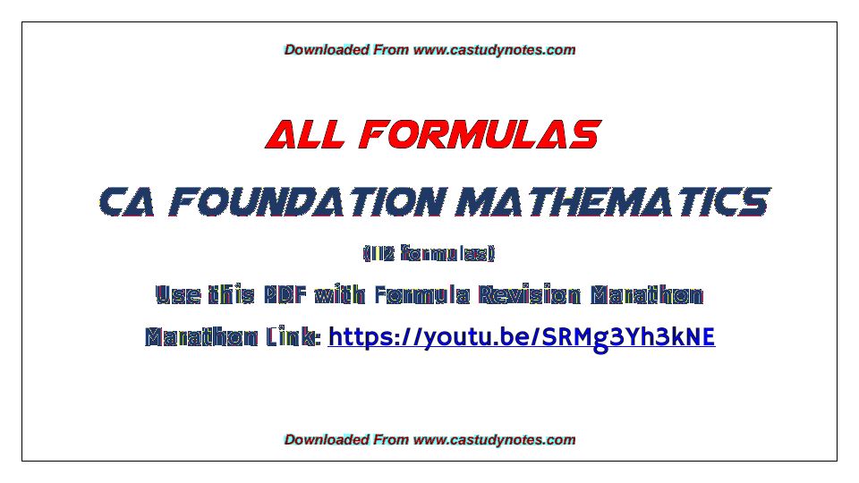 QA formulae for CA foundation 
