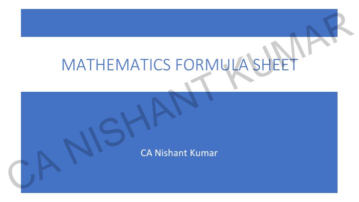 MATHEMATICS FORMULA SHEET 