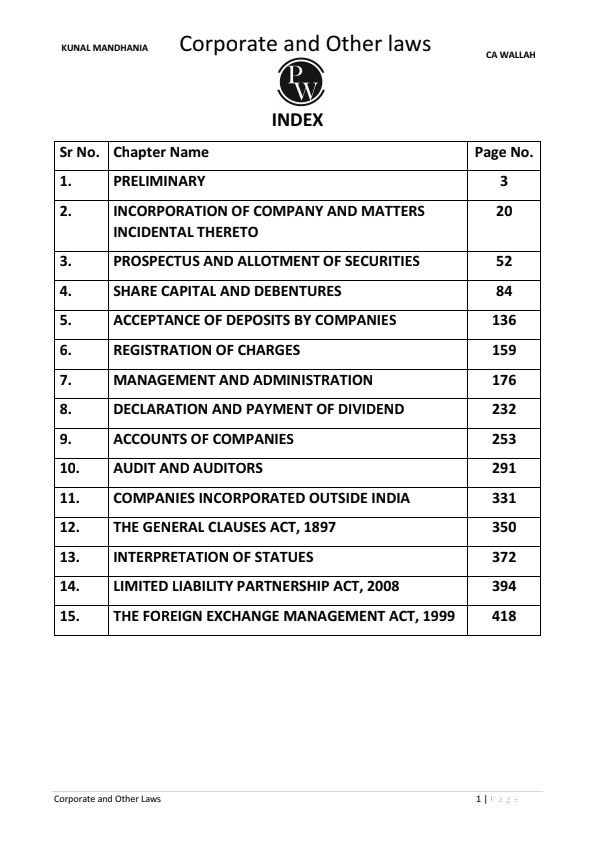 CORPORATE AND OTHER LAW BY PW