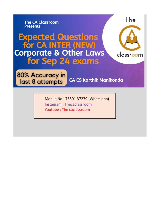 Expected questions for ca inter law 