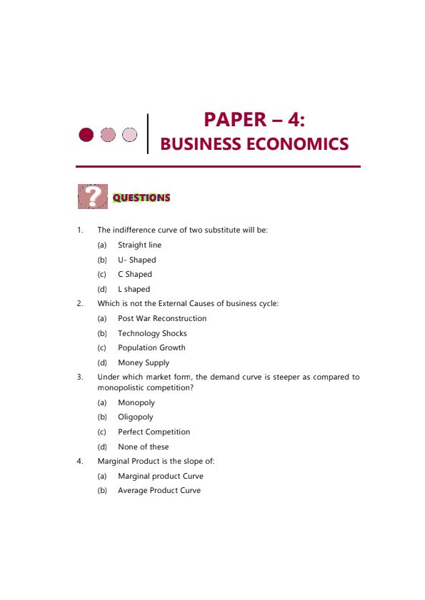 Economics Chapter 4 300+MCQs Questions with Answers