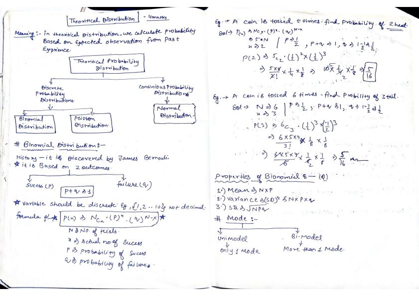 CA Foundation Maths Theoretical Distribution Theory Notes 