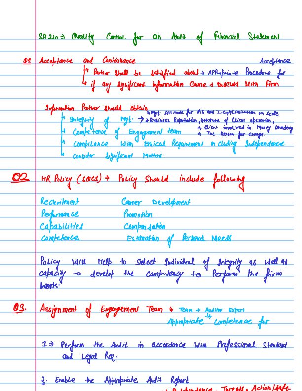 SA 220
Hand Written Notes