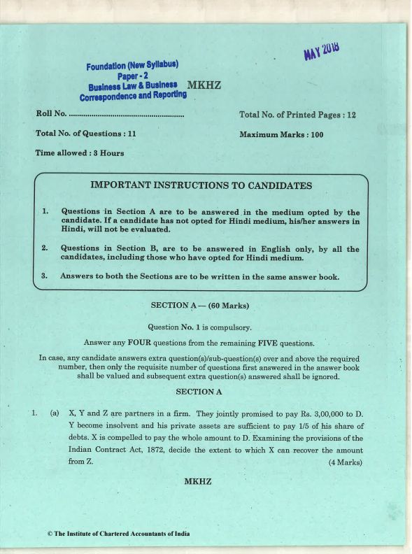 Business Law PYQ May  2018 to September 2024