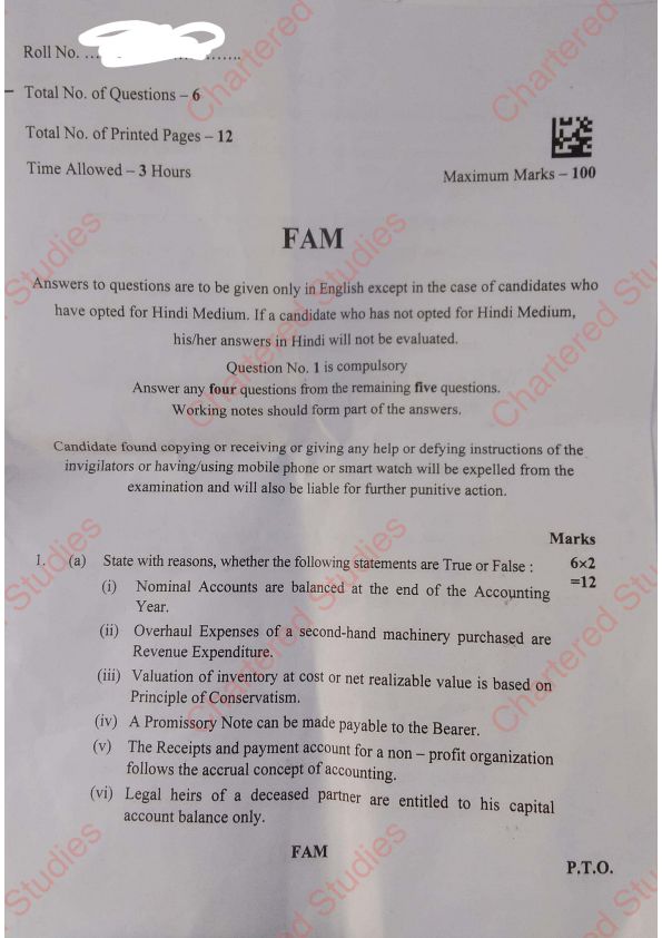 CA foundation Accounts Paper September 2024