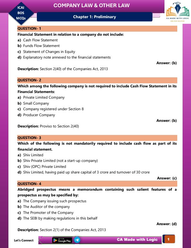 Law: ICAI BOSS MCQ's !!! 