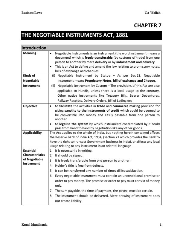 E-BOOK THE NEGOTIABLE INSTRUMENT ACT