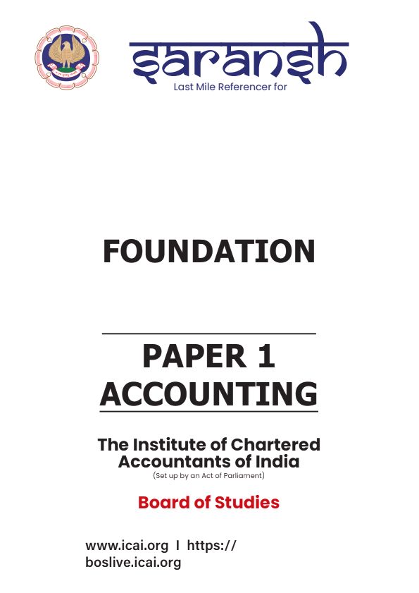 Saransh Notes Uploaded By ICAI Of Accounting (Paper - 1)