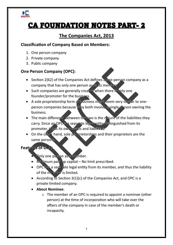 Company act's notes part 2 by Rajat arora