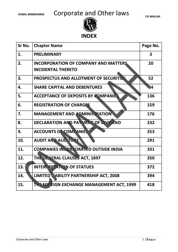 Corporate And Other Laws Module