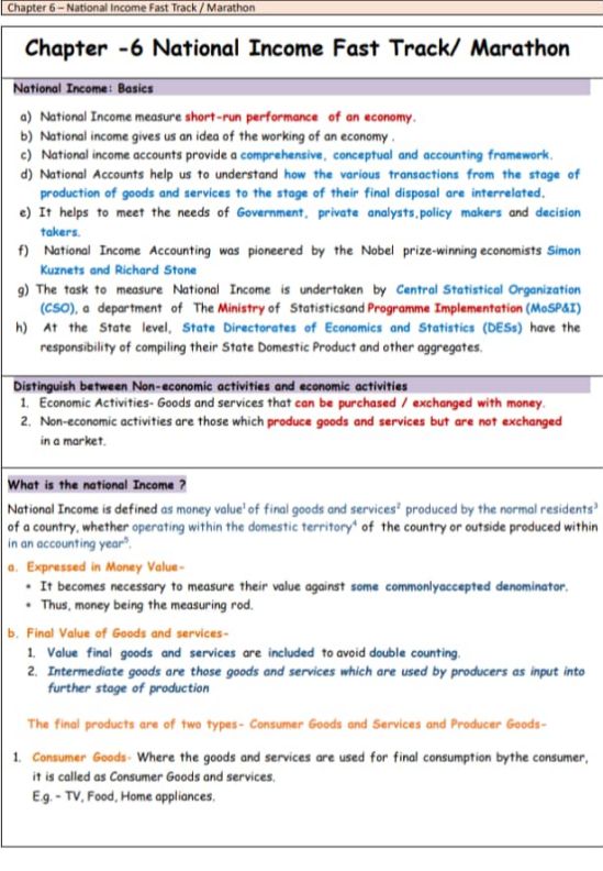 Chapter 6 National Income Notes Of Business Economics 