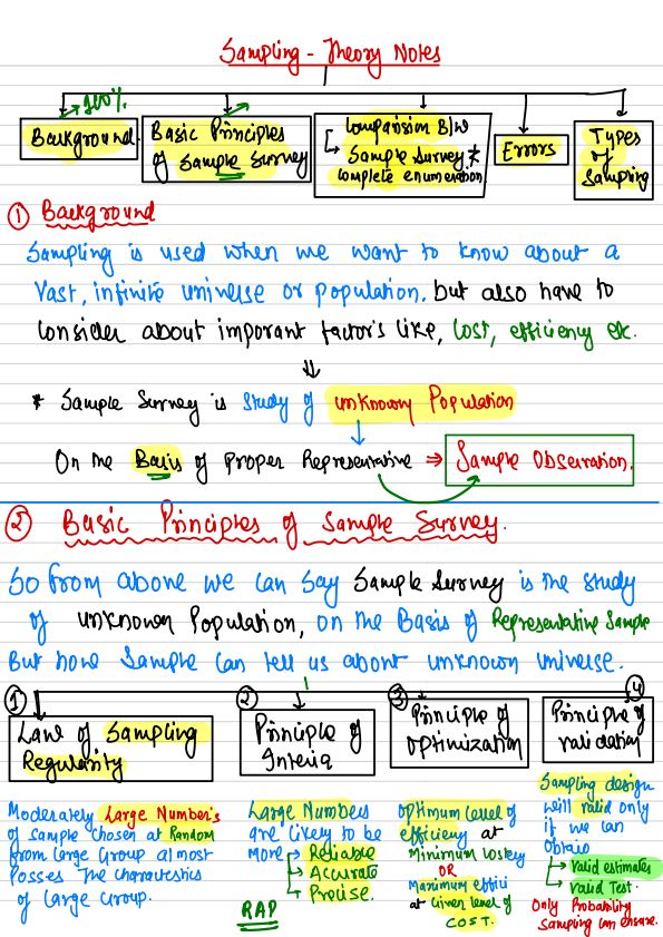 Quantitative Aptitude: Sampling Handwritten Notes 