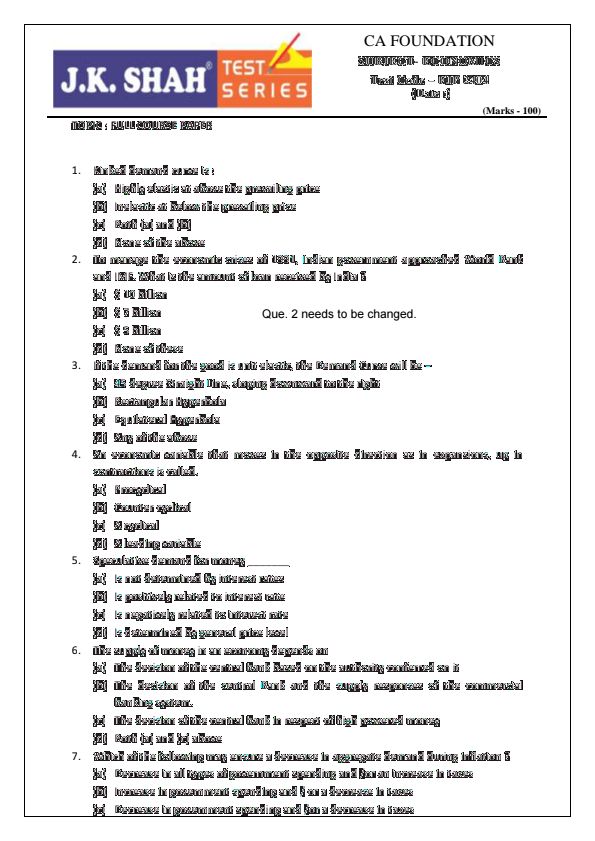 CA Foundation Economics BCK Practice Questions Series 7 by Harshad Jaju