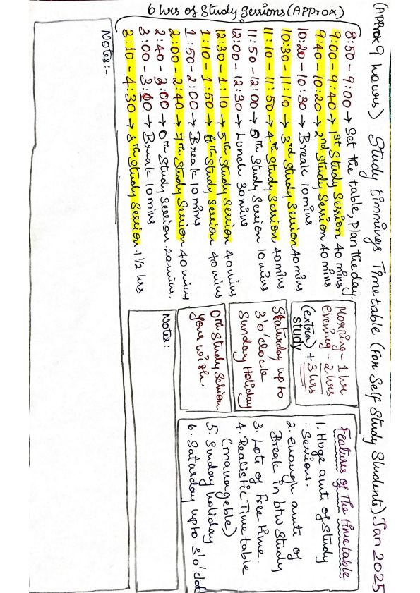 Study time table timming suggestions for self-study students may be helpful for you friends.. school like timmings