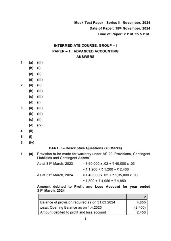 CA Inter Tax MCQs