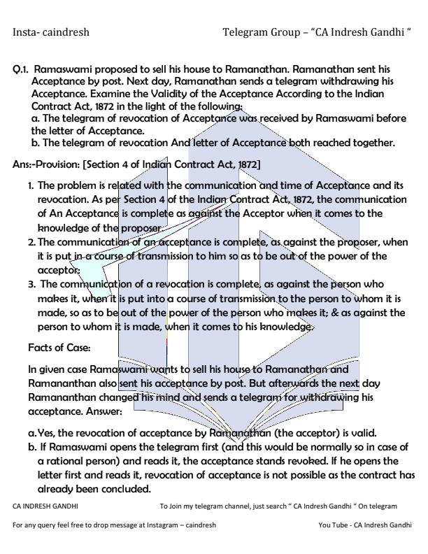 Indian contract act important questions 