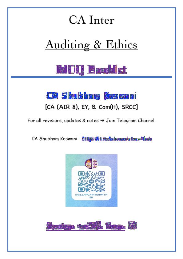 CA Inter Ch 7 Sampling Audit Questions bank