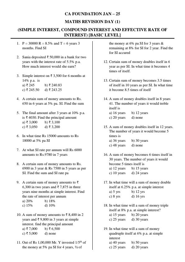 Mathematics of finance MCQs