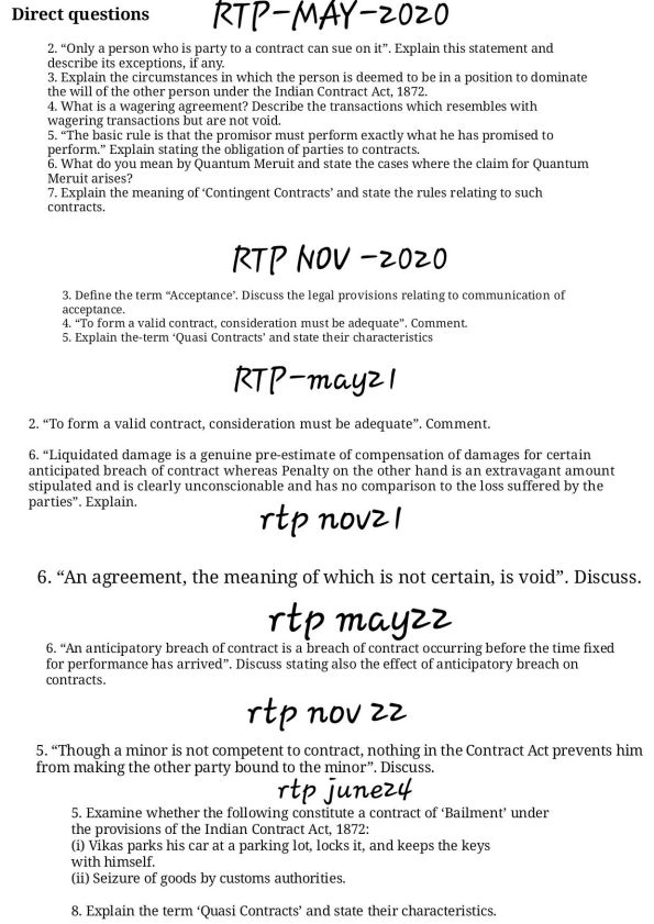 Contract Act -rtp's All direct qtns