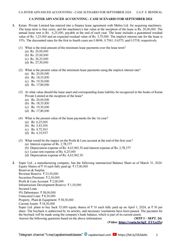  Advanced Accounting Compiler MTP, RTP, Past Papers By Prof. Rahul Malkan