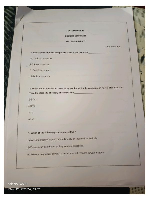 Economics Full course test paper by jksc prelims paper 
