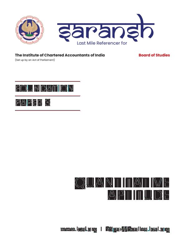 Quantitative Aptitude Referencer For Quick Revision By ICAI