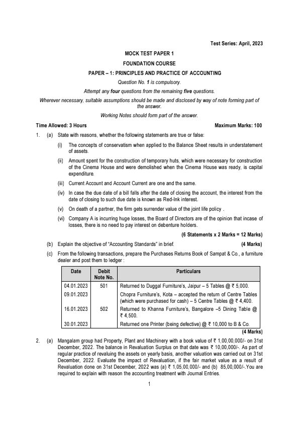 CA Foundation Accounts Certified Answersheet 