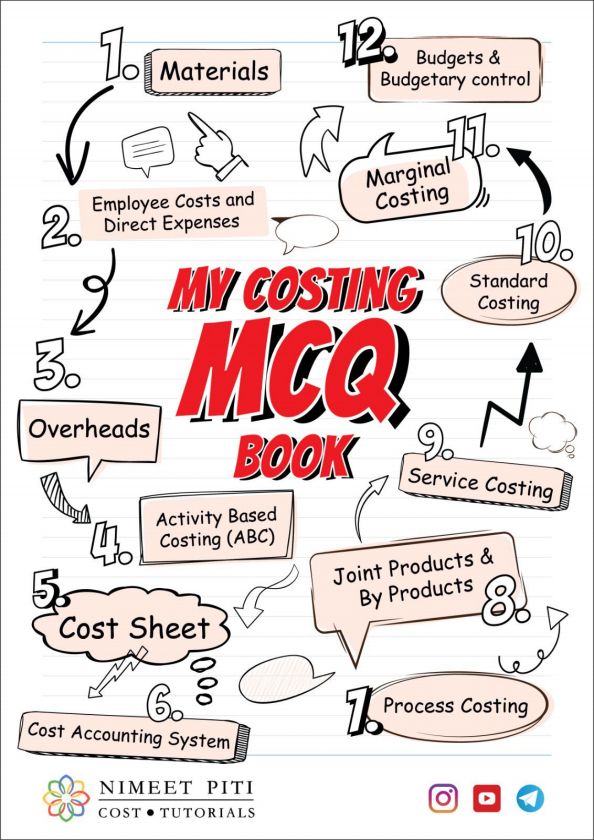 If ICAI wants to experiment something new  30 marks MCQ is something they can experiment with to make the paper difficult !! 
So CA/CS Nimeet Piti is here with the only MCQ book you need ! What's so different about this ? 
It not only contains ICAI app , rtp , mtp & exam mcqs but there are handcrafted mcqs too in this book to give you the ability to mix and use multiple concepts and test them properly
Telegram : https://t.me/costingwithnimeet
Youtube : https://youtube.com/@costingwithnimeet?si=MhEOXYrS78gLkXWv
Instagram : https://www.instagram.com/nimeetpiticosttutorials?igsh=MTNtc2xoaWN2d212Zw==
