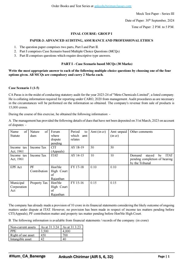 CA Final- FR Paper by ICAI