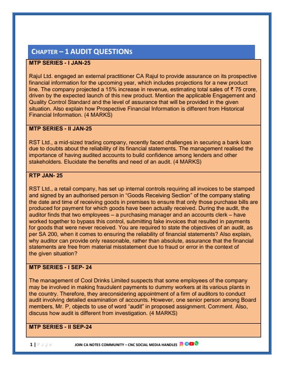 Audit Strategy, Planning and Programming Questions Compiler for Practice by Surbhi Bansal 