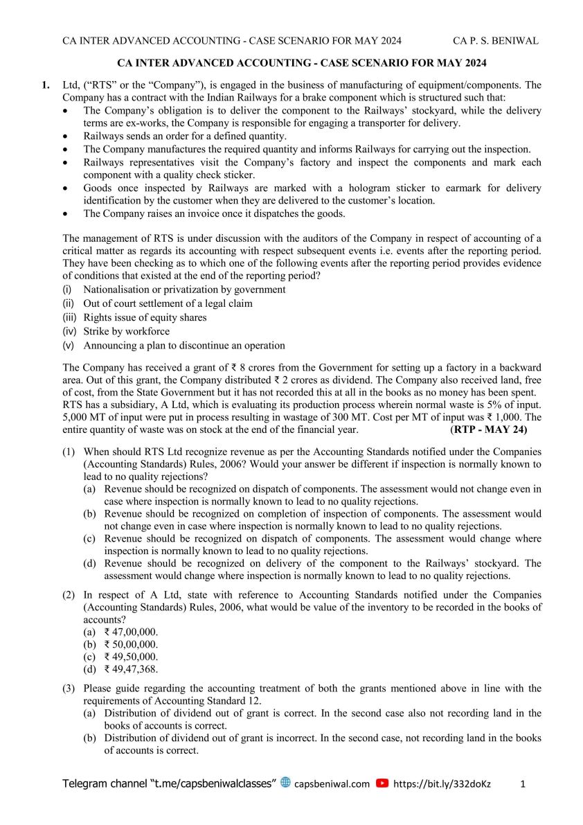 A/c case study questions 