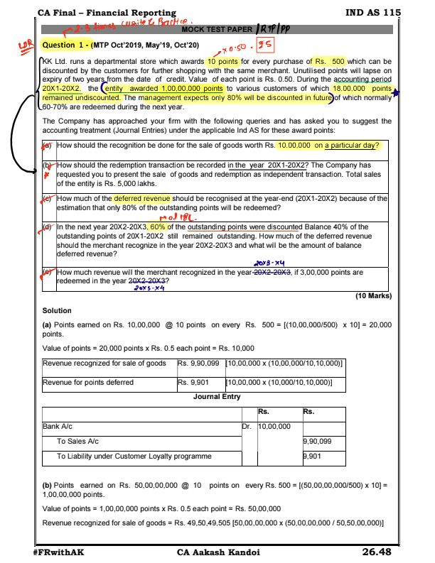 IND AS 115 MTP Question and Solution By CA Akash Kandoi