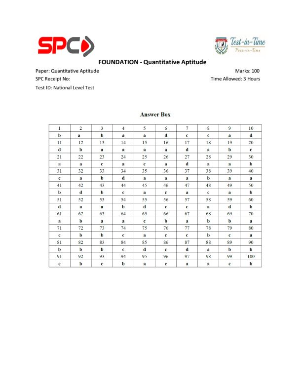 Maths test series paper answers 