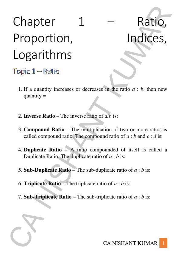 QA Nishant sir 
formula list 