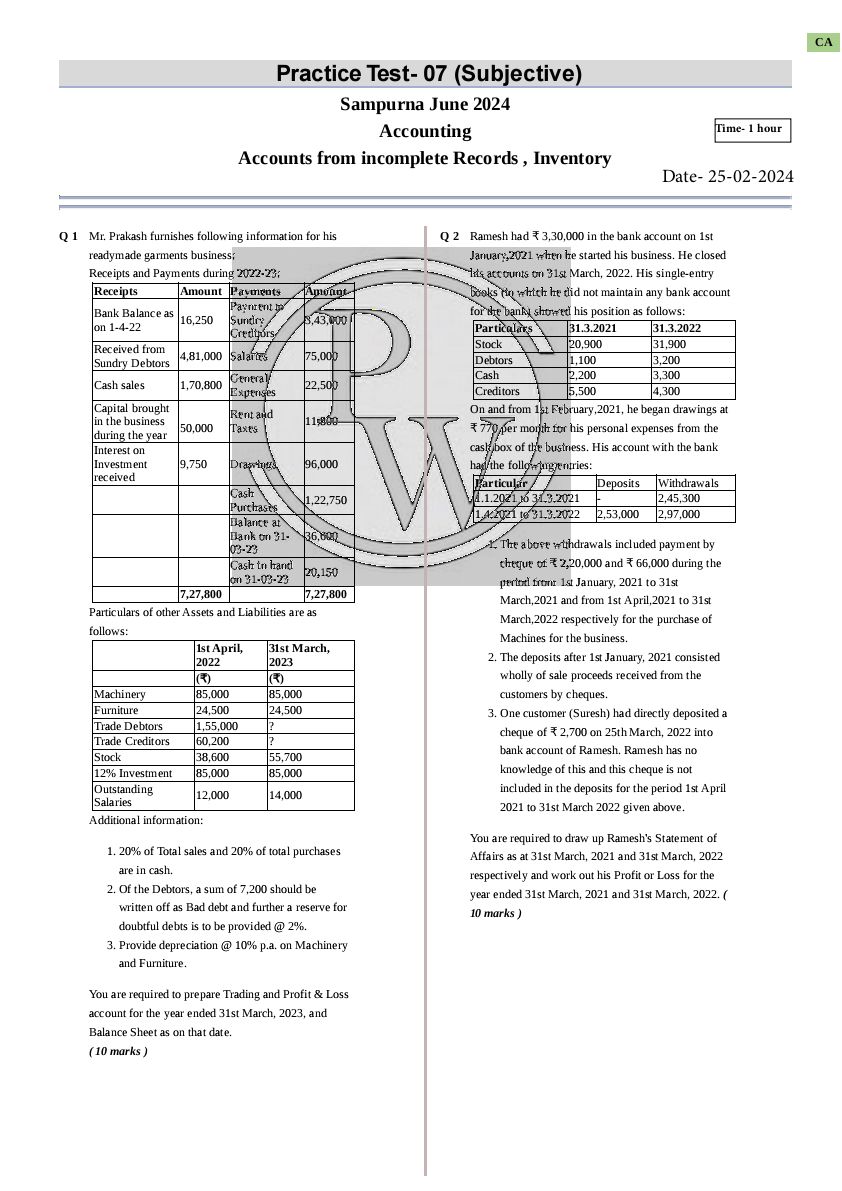 Accounts Nov 18 Question Paper 