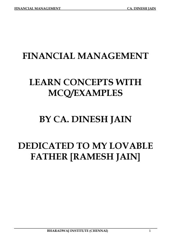 FM concepts notes by CA. Dinesh Jain