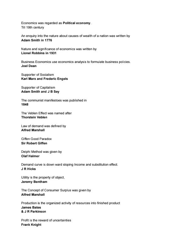 CA Foundation Economics Memory Map