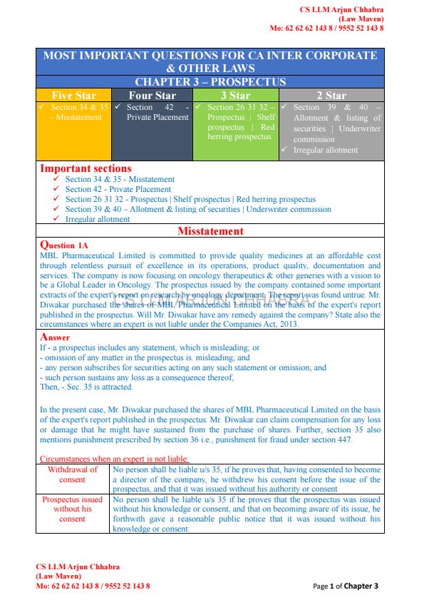 CA inter law notes
