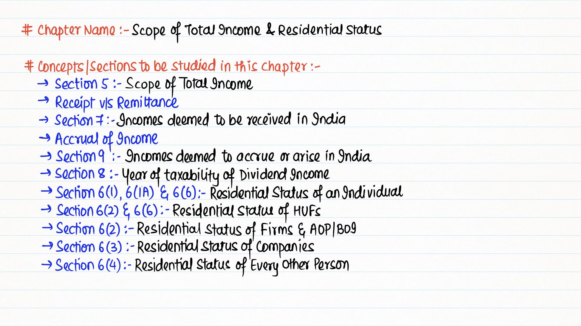 Residence & Scope of Total Income

Please Refer to the Amendment if any 