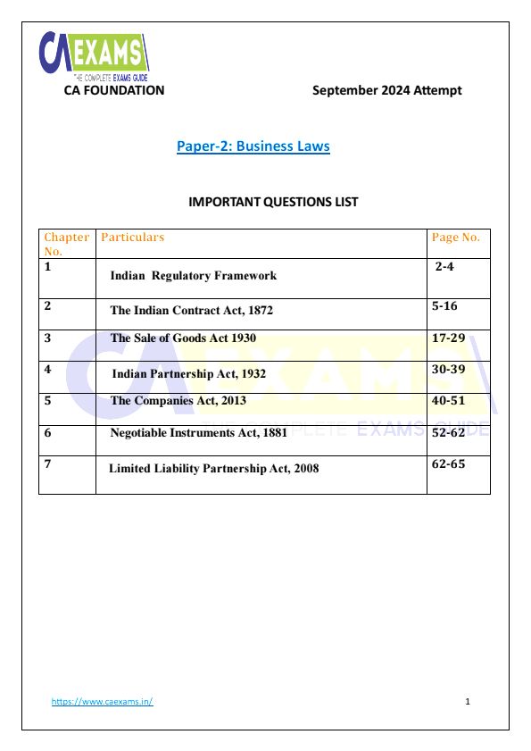 CA Exam seties bs law