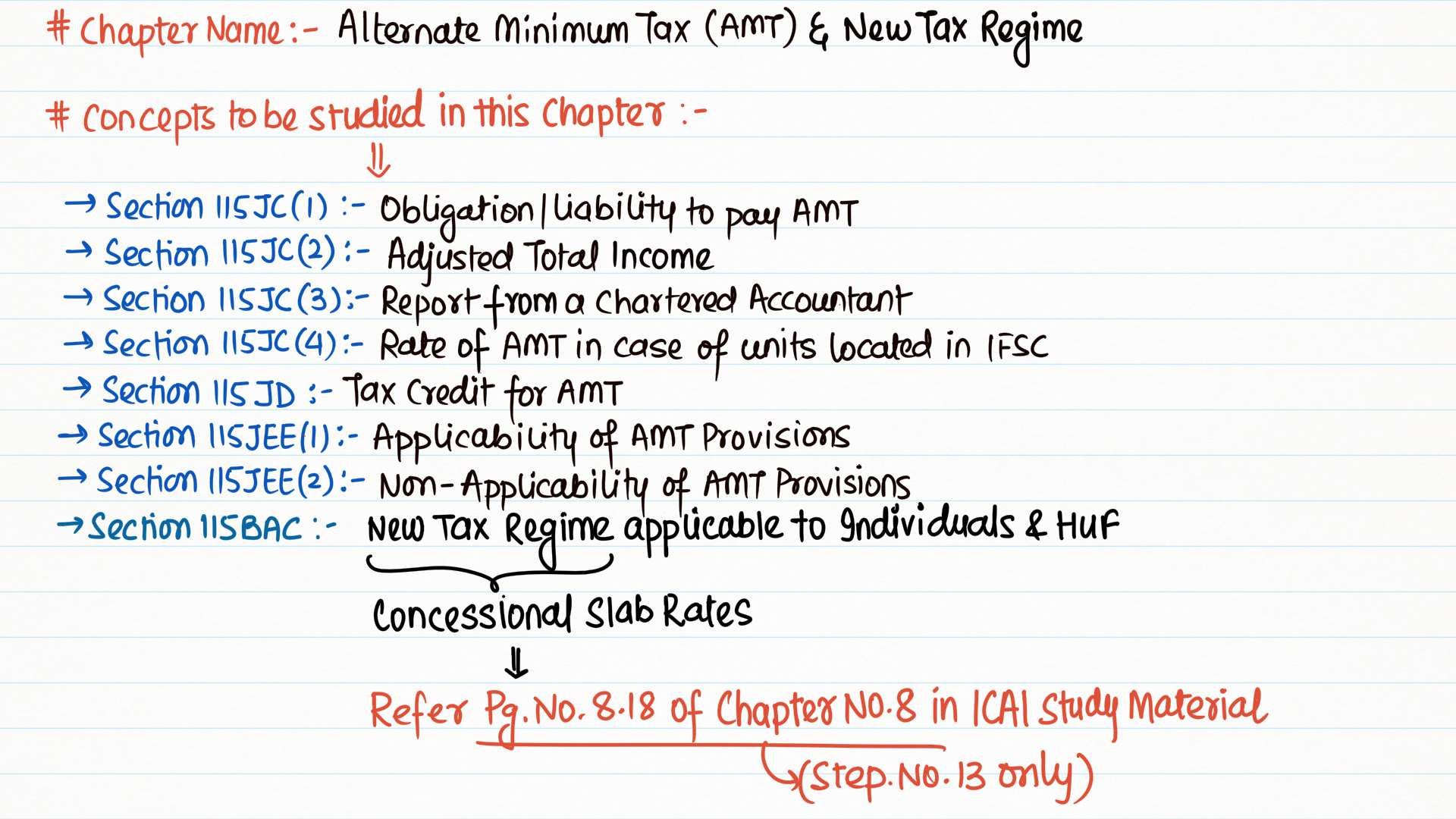 Alternate Minimum Tax 

Please Refer the Amendments, If any  From May 2024