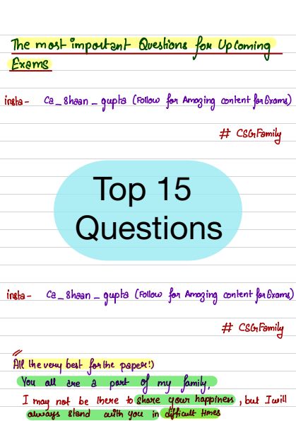 TOP 15 MOST IMP QUESTIONS 