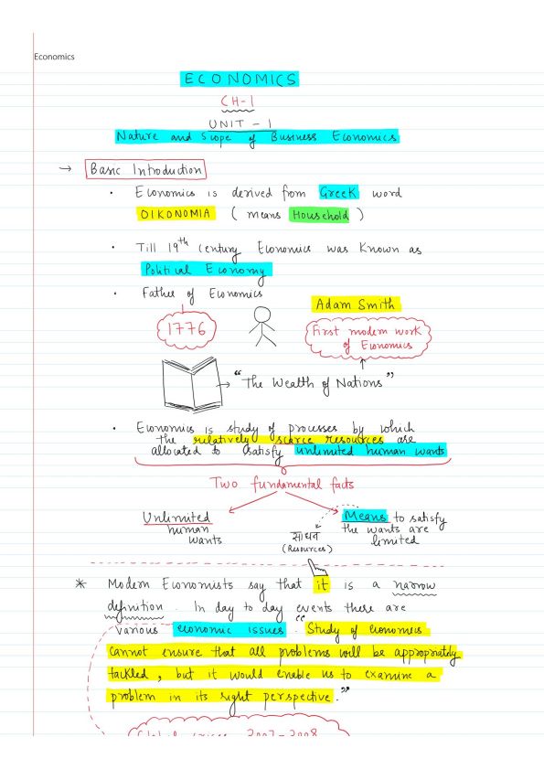 Business Economics Handwritten Notes by CA Parag Gupta Sir 