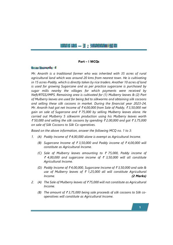Income tax suggested answer of jan 2025
