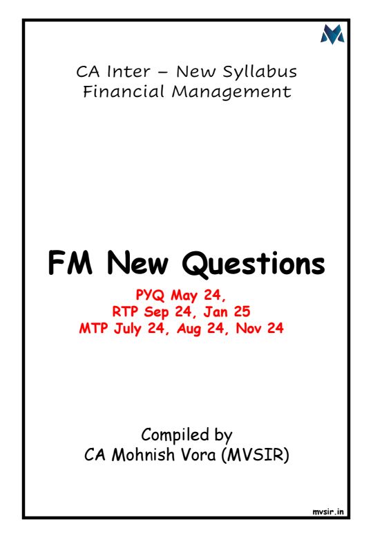FM New Question Bank 
By MV Sir