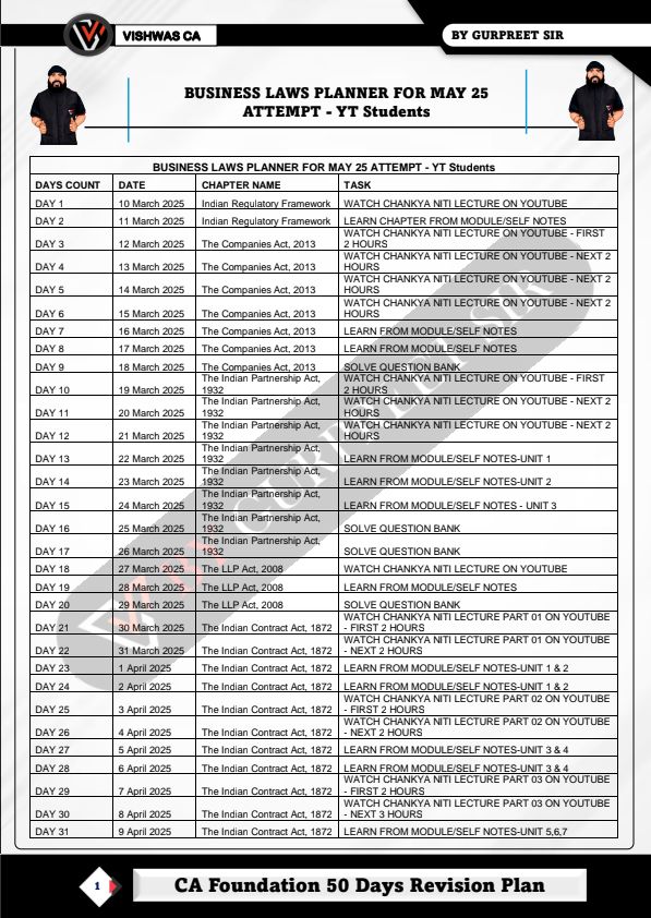 CA FOUNDATION 50 DAYS CHALLENGE FOR.LAW
