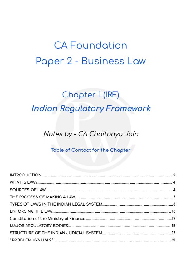 CA Chaitanya Sir Business Law Chapter (1) Notes