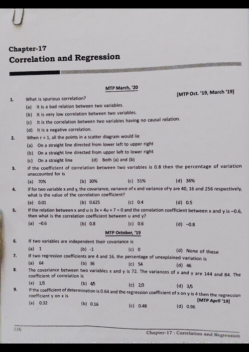 QA Correlation and Regression past year mtp practice questions with answer key 